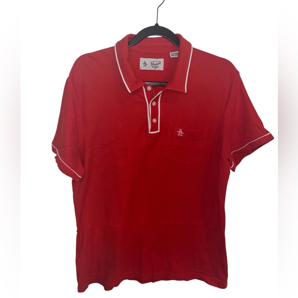 Original Penguin Red Polo with White Piping